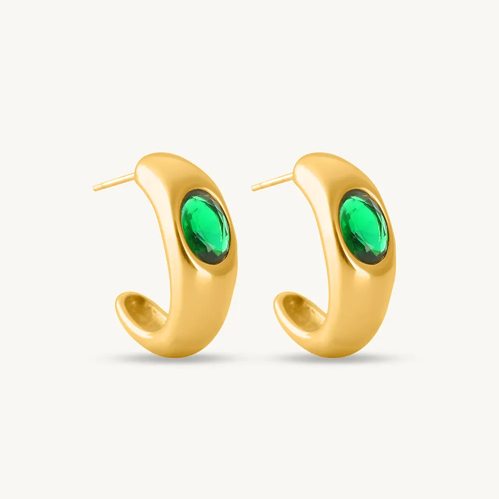 Crescent Greenstone Earrings