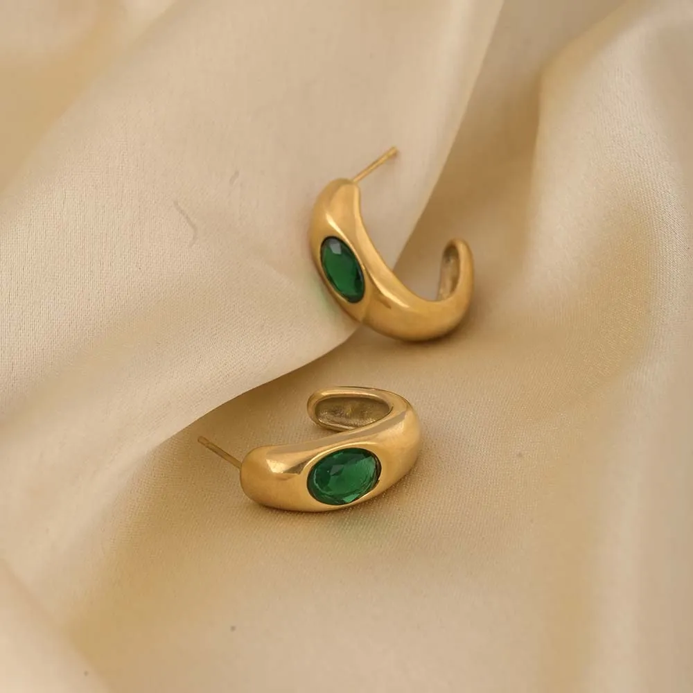 Crescent Greenstone Earrings