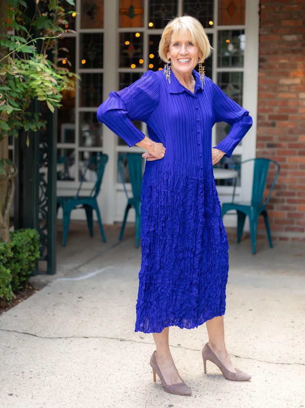 Crinkle Dress | Royal Blue