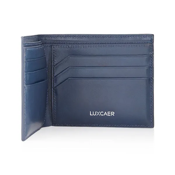 Crocodile Leather Wallet in Blue - 6 Card Slot