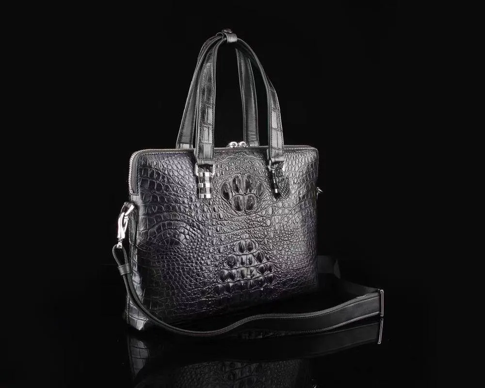 Crocodile Skin Leather Business Tote Briefcase Bag