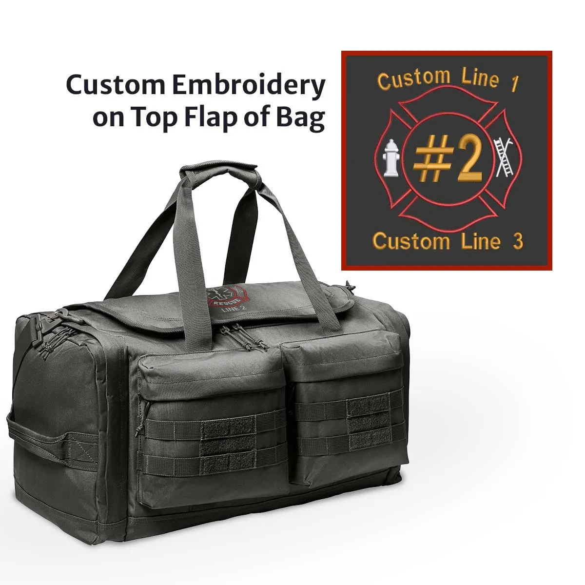 Customized Tactical Duffel Bag with Fire Rescue Embroidery