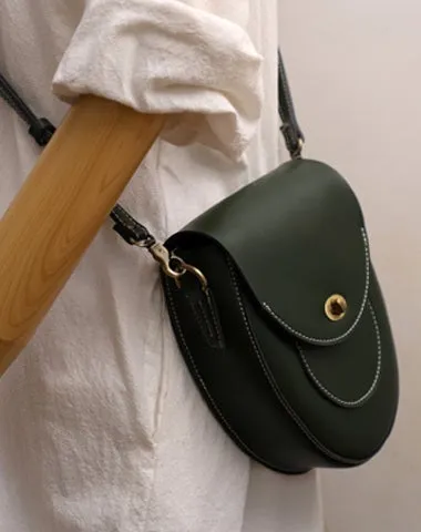 Cute Beige LEATHER Saddle Side Bag WOMEN SHOULDER BAG Crossbody Saddle Purse FOR WOMEN