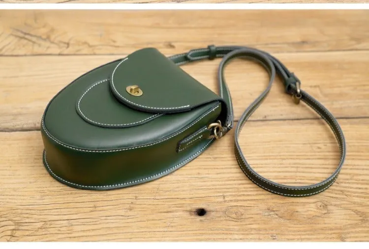 Cute Beige LEATHER Saddle Side Bag WOMEN SHOULDER BAG Crossbody Saddle Purse FOR WOMEN