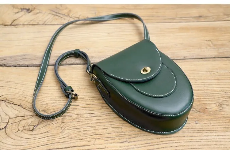 Cute Beige LEATHER Saddle Side Bag WOMEN SHOULDER BAG Crossbody Saddle Purse FOR WOMEN