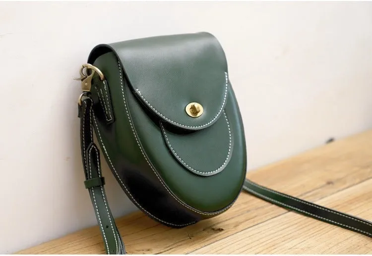 Cute Beige LEATHER Saddle Side Bag WOMEN SHOULDER BAG Crossbody Saddle Purse FOR WOMEN