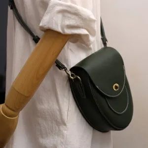 Cute Green LEATHER Saddle Side Bag WOMEN SHOULDER BAG Crossbody Saddle Purse FOR WOMEN