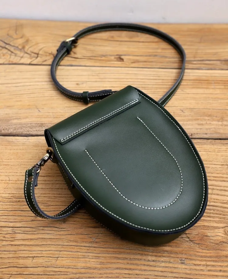 Cute Green LEATHER Saddle Side Bag WOMEN SHOULDER BAG Crossbody Saddle Purse FOR WOMEN