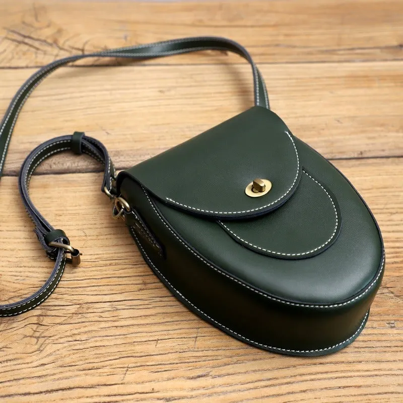 Cute Green LEATHER Saddle Side Bag WOMEN SHOULDER BAG Crossbody Saddle Purse FOR WOMEN