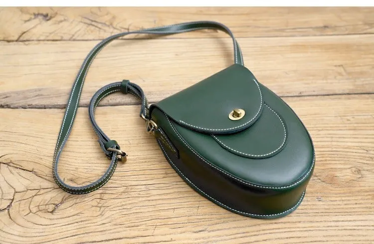 Cute Green LEATHER Saddle Side Bag WOMEN SHOULDER BAG Crossbody Saddle Purse FOR WOMEN