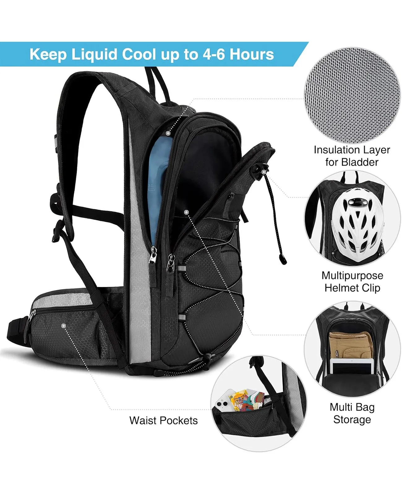 CVLIFE 3L Hydration Backpack, Insulated Water Backpack - Global