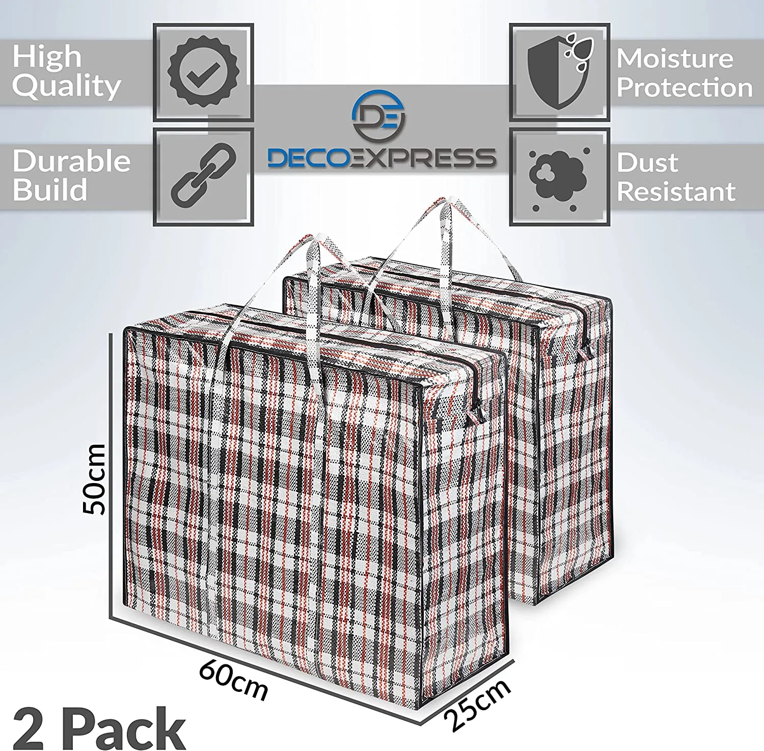 DECO EXPRESS Large Laundry Bags with Zip - 2 Pack Large Storage Bags