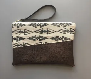 Deco Vegan Leather Clutch in Oatmeal