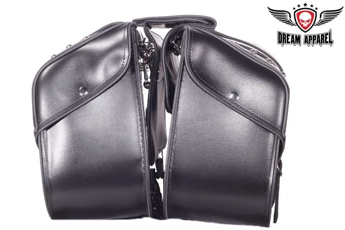 Dream Apparel PVC Motorcycle Saddlebag With Studs Heavy Duty Release