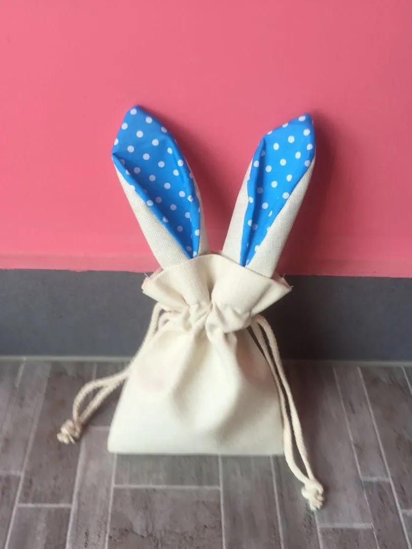 Easter Bunny Ears Canvas Storage Drawstring Bag AA59