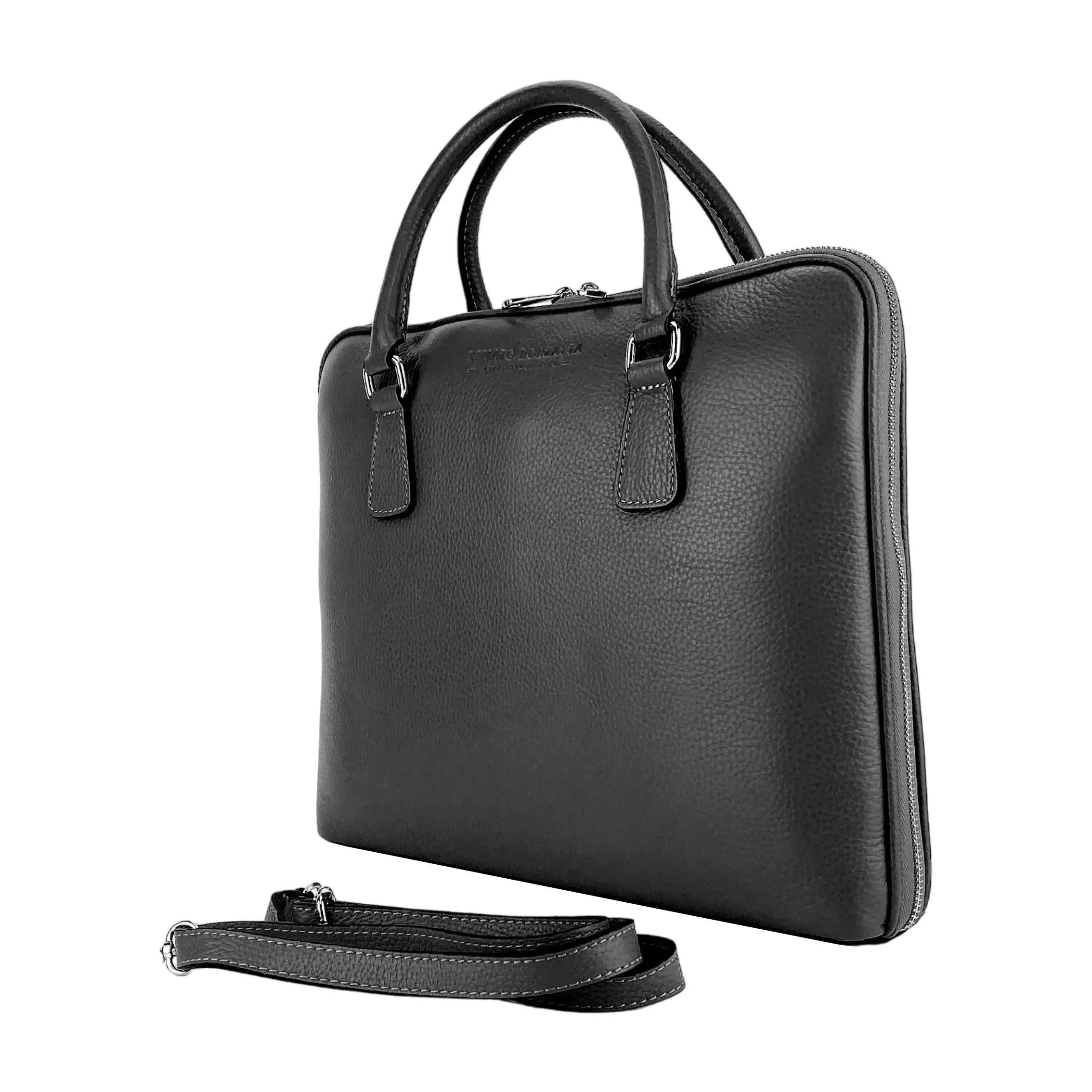 Elegant Italian Leather Unisex Briefcase for Professionals on the Move