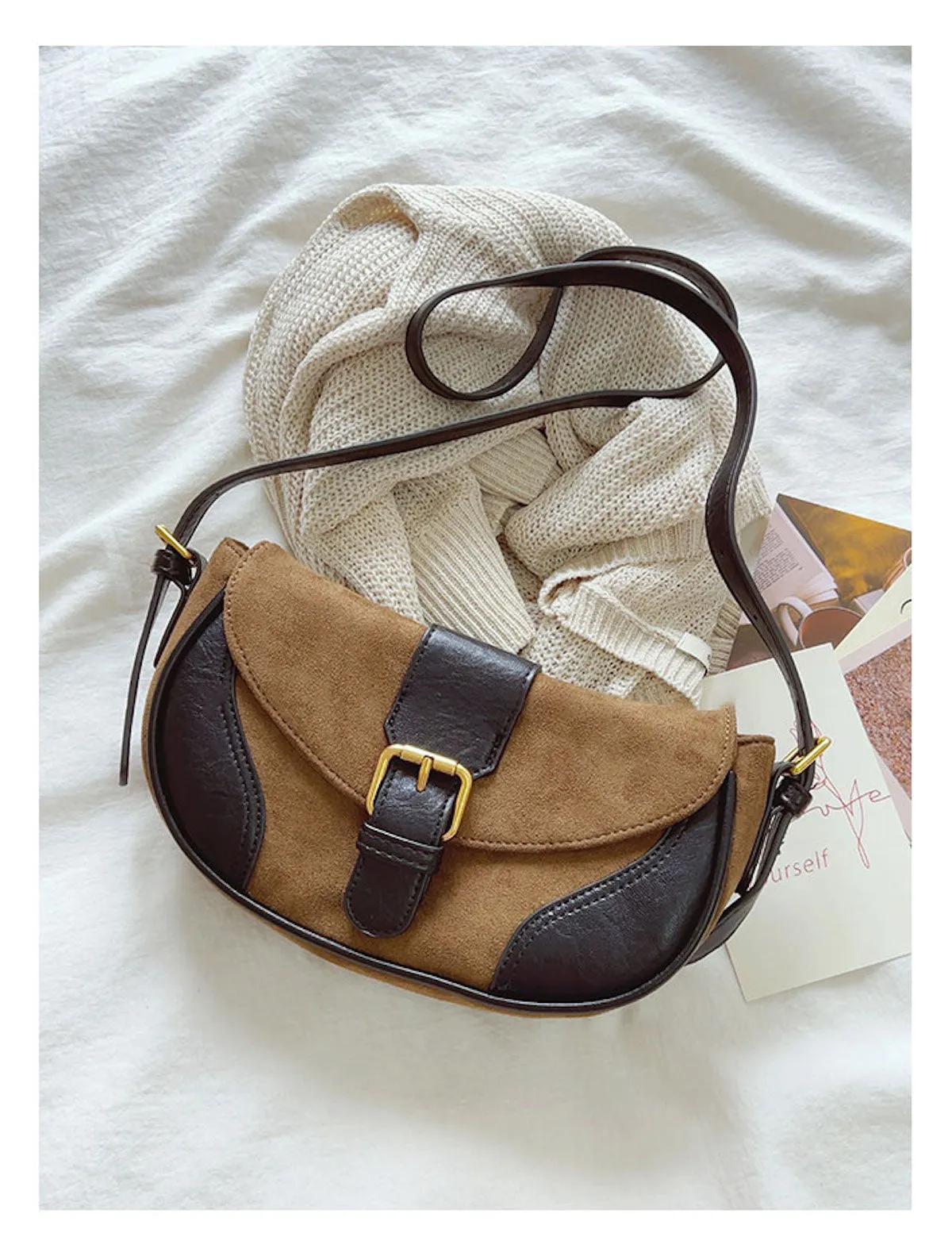 Elena Handbags Small Modern Saddle Bag