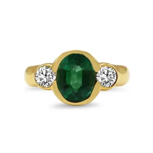 Emerald & Diamond Set Trilogy Ring By Heinrich