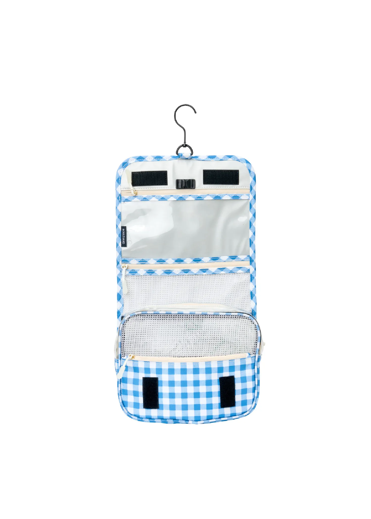 FELIX HANGING TOILETRY BAG - BLUE GINGHAM