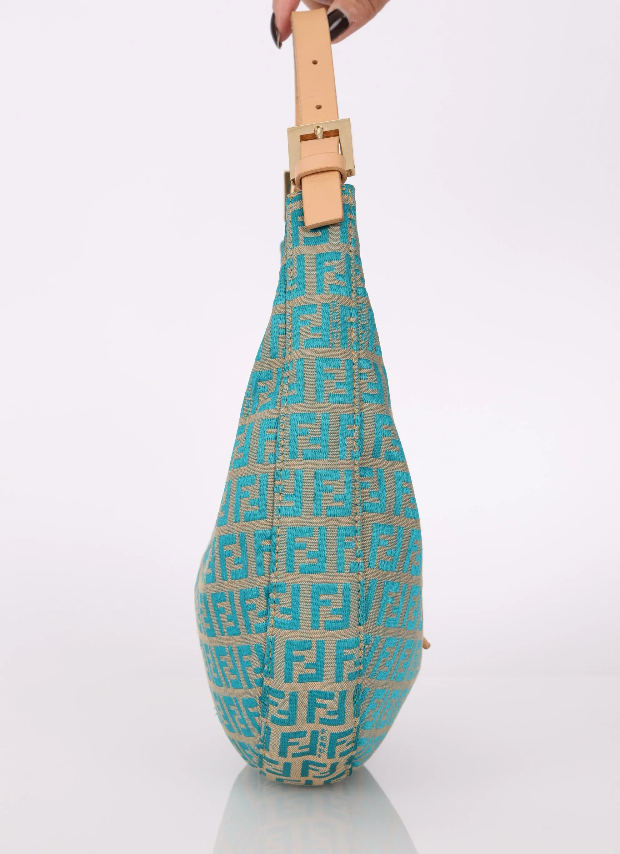 Fendi Zucchino Crescent Baguette Hobo