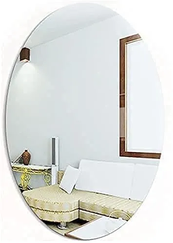 FRATRIS Oval Shape Adhesive Mirror Sticker for Wall on Tiles Bathroom Bedroom Living Room Basin Mirror Bathroom Wall Mirror Stickers Unbreakable Plastic Wall Mirror 30 * 20