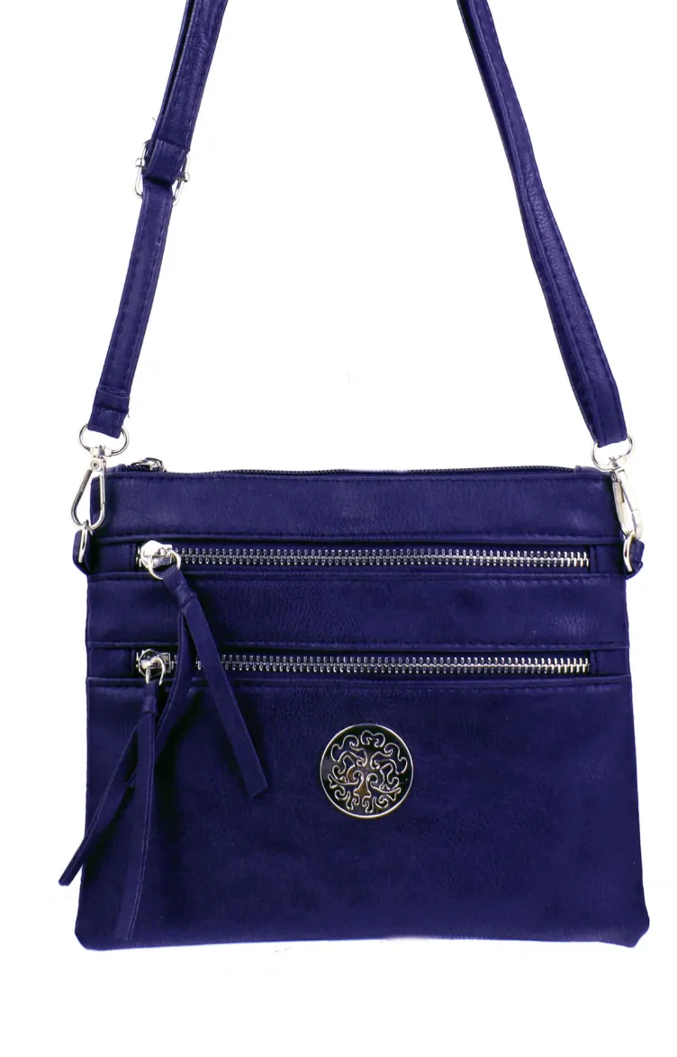 Front Zip Cross-Body Multi Pocket Purse