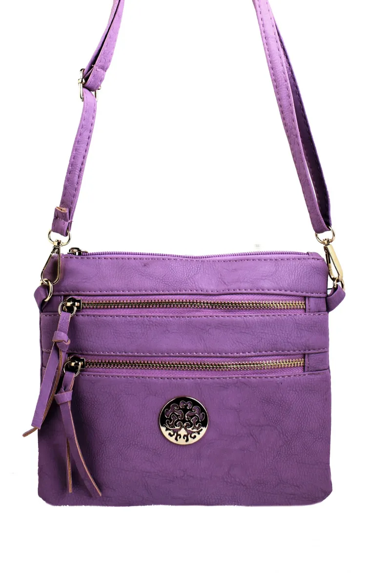 Front Zip Cross-Body Multi Pocket Purse