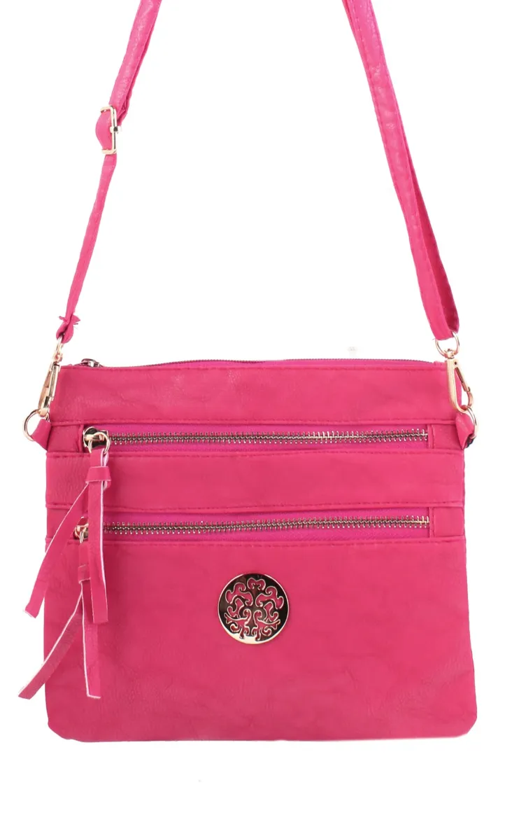 Front Zip Cross-Body Multi Pocket Purse