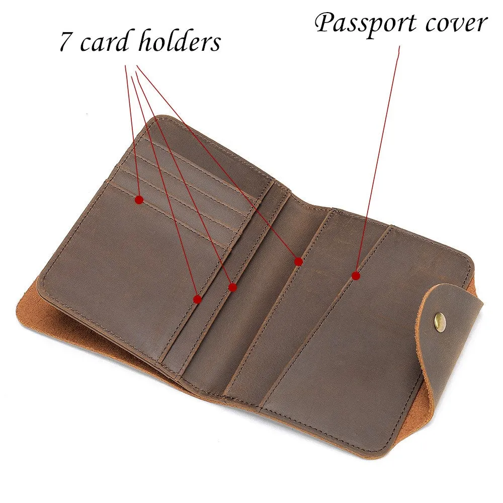 Full Grain Leather Wallet Refid Wallet Passport Wallet