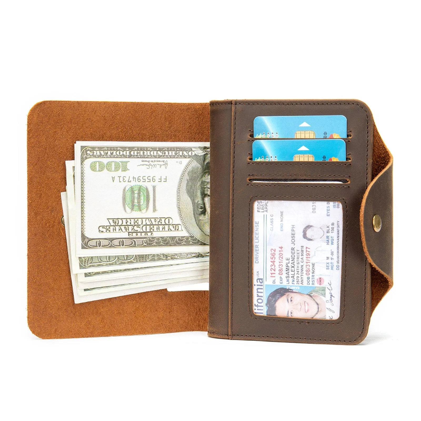 Full Grain Leather Wallet Refid Wallet Passport Wallet