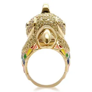 Gold Brass Ring with AAA Grade CZ in Multi Color for Women Style 1W087