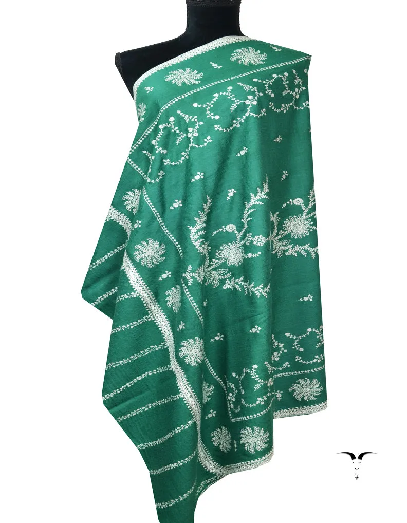 Green Embroidery Pashmina Shawl 7718