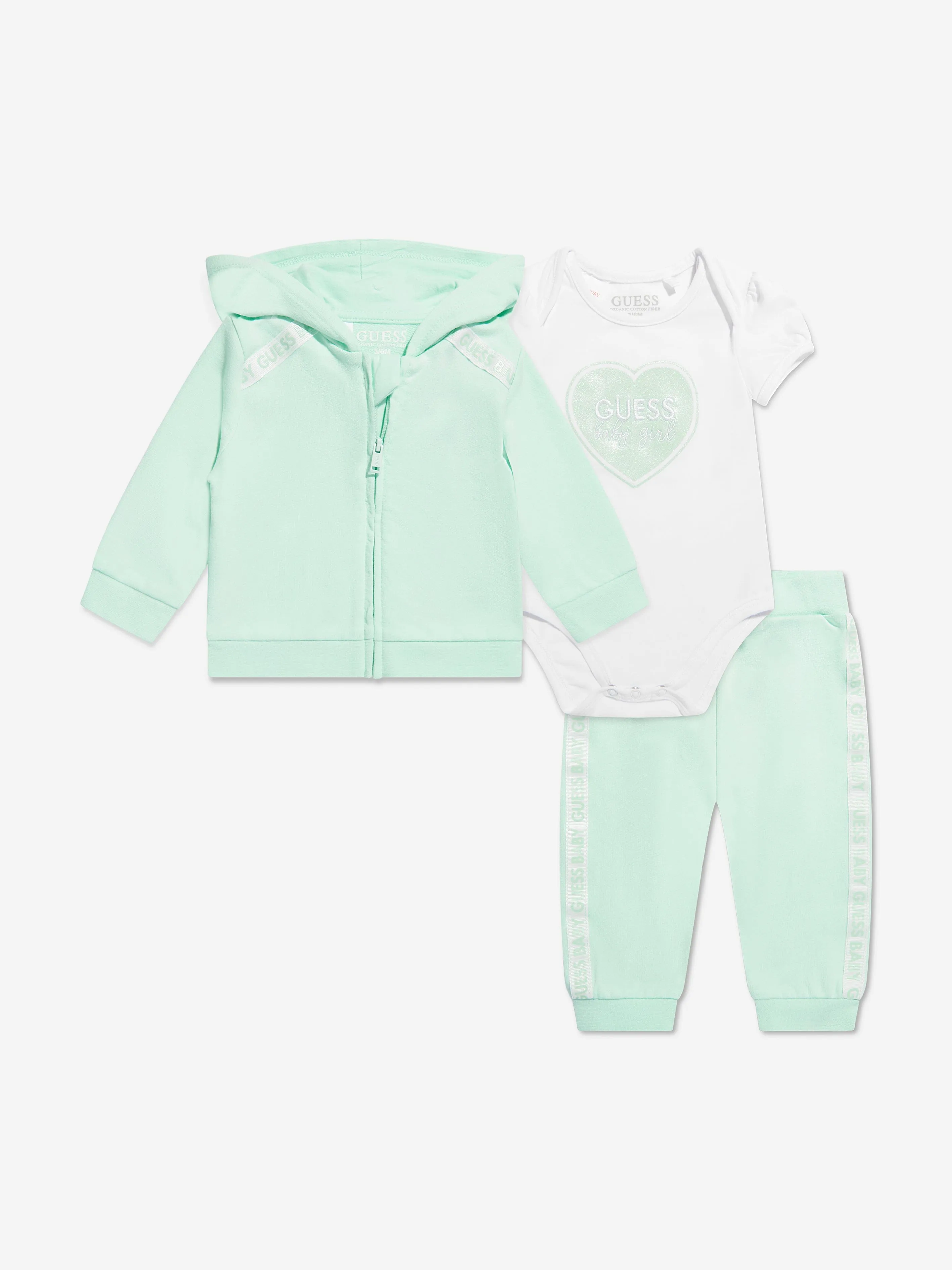 Guess Baby Girls 3 Piece Tracksuit Set in Green