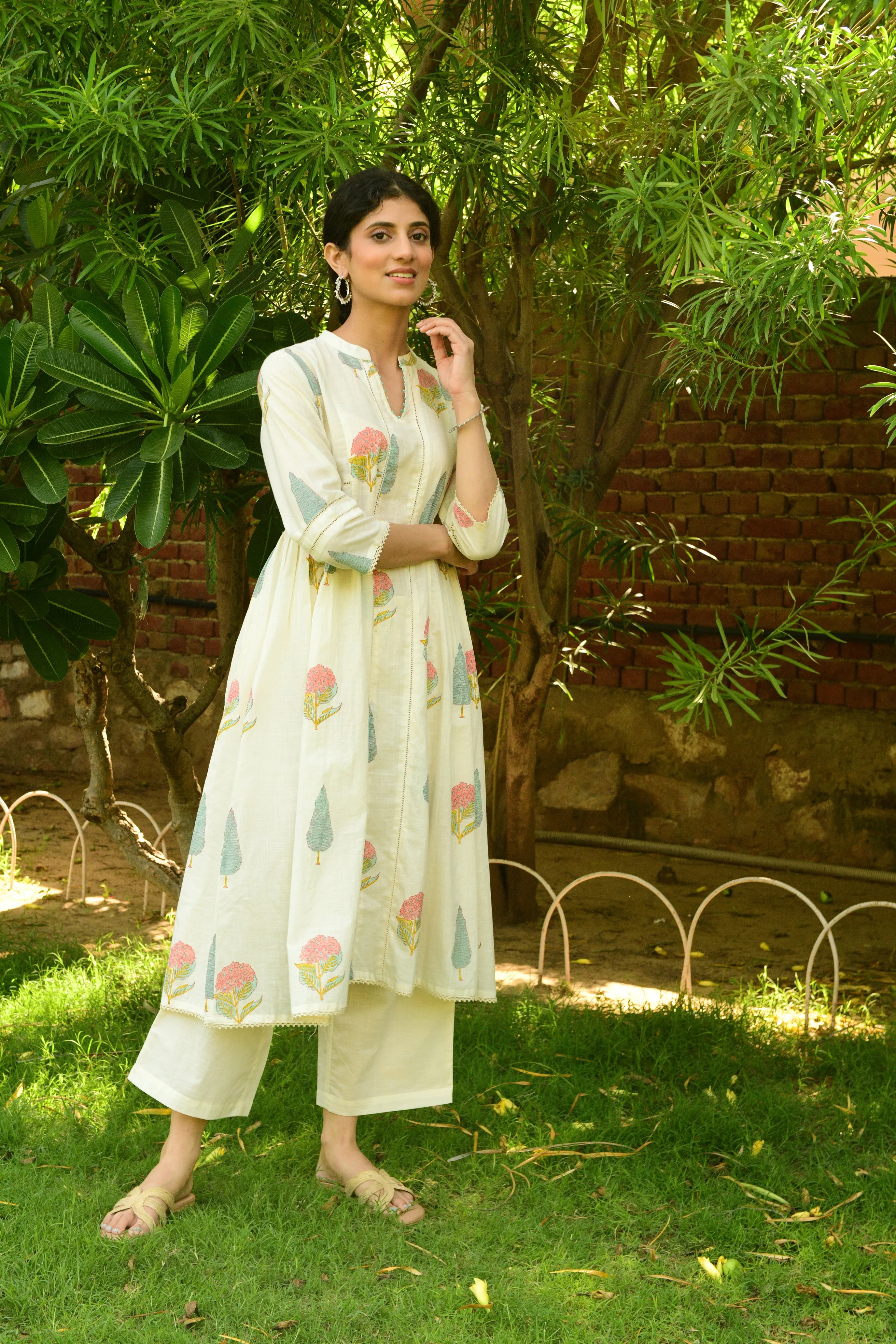 Hand Block Printed Kurta With Bottom - Kurta Set