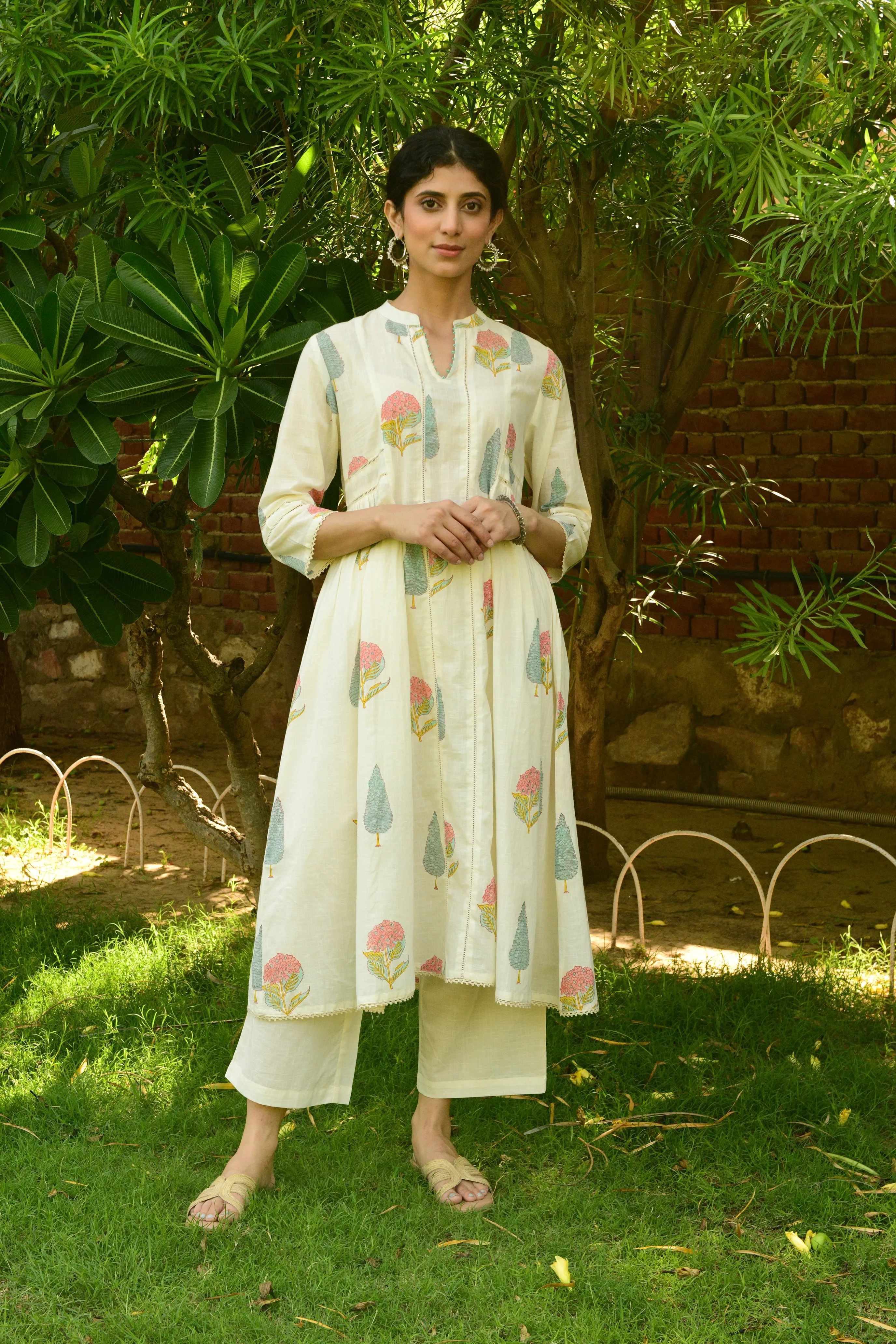 Hand Block Printed Kurta With Bottom - Kurta Set