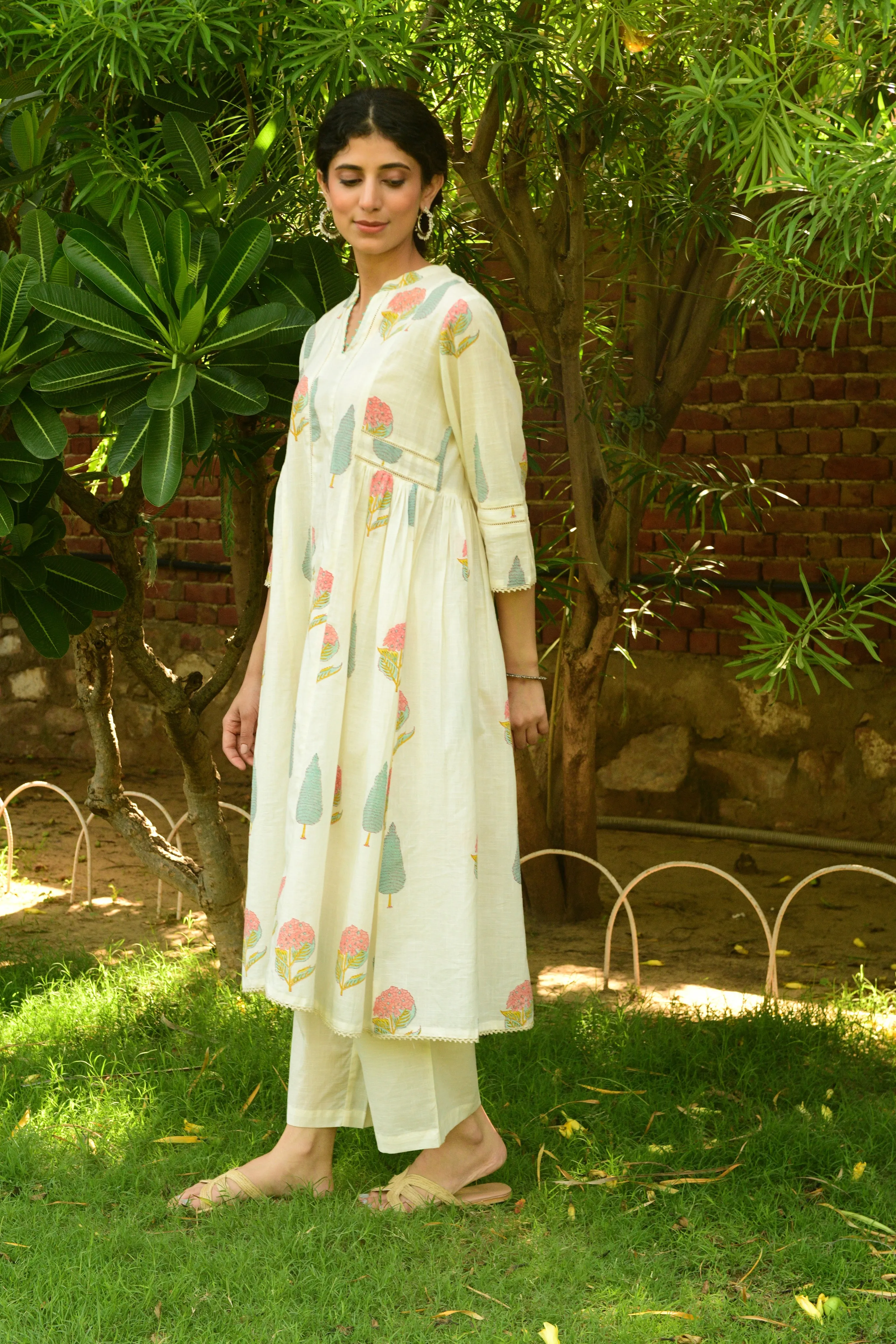 Hand Block Printed Kurta With Bottom - Kurta Set