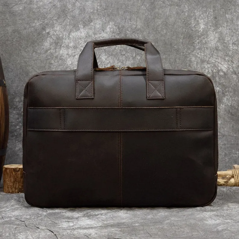 Handmade Full Grain Distressed Leather Briefcase Men Messenger Bag