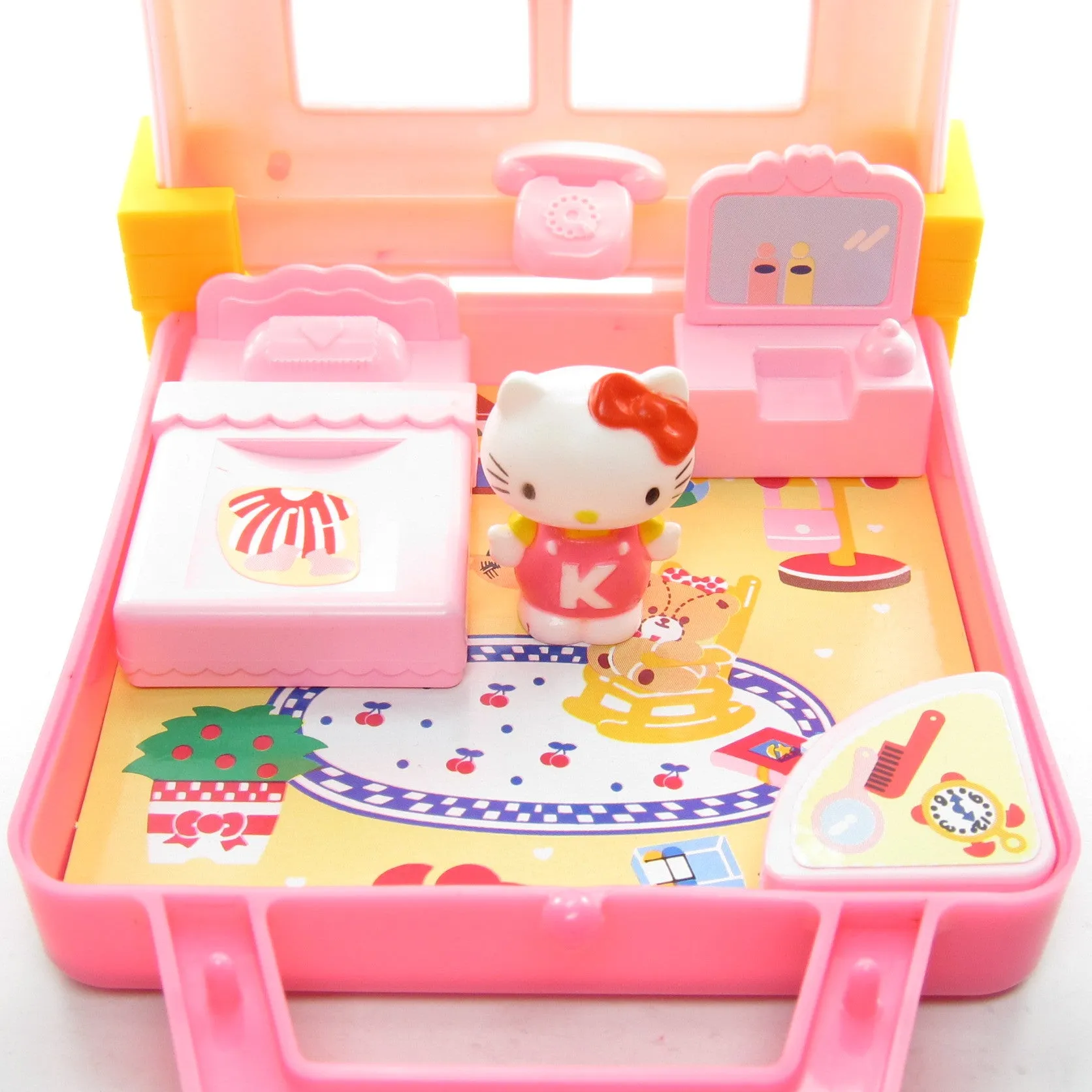 Hello Kitty Travel Playset Purse Vintage 1988 Miniature Bedroom Set