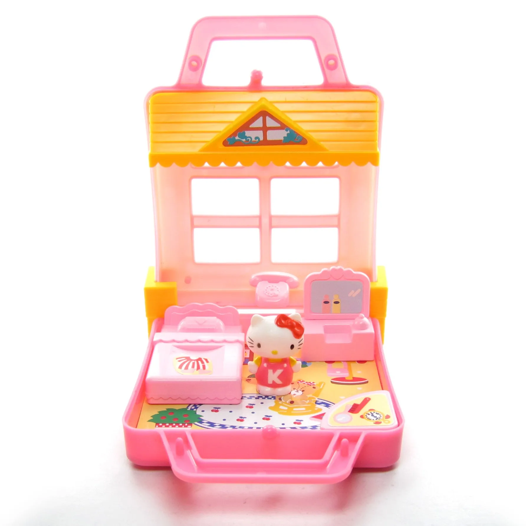 Hello Kitty Travel Playset Purse Vintage 1988 Miniature Bedroom Set