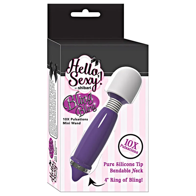 Hello Sexy Bling Mini Wand Rechargeable 10X Purple