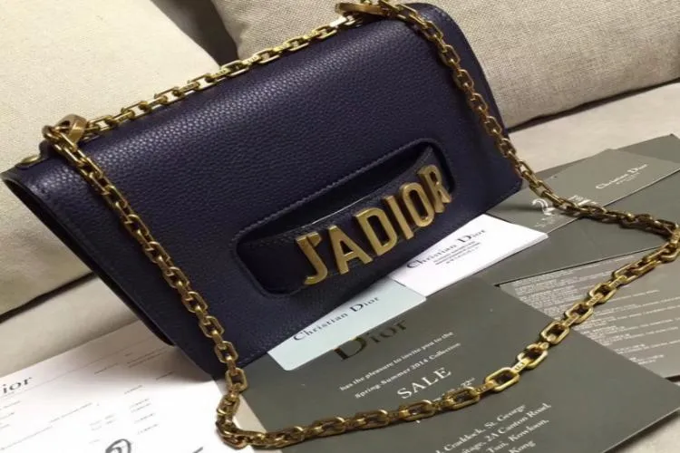 J’Adior Calfskin Flap Bag Dark Blue