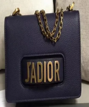 J’Adior Calfskin Flap Bag Dark Blue