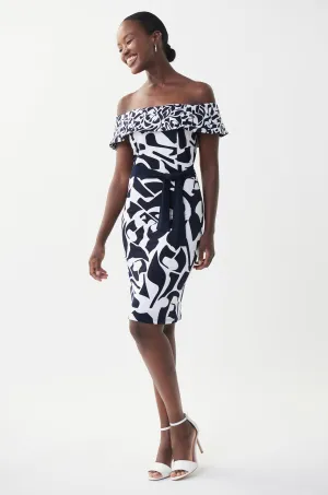 Joseph Ribkoff - Printed Off Shoulder Fitted Dress