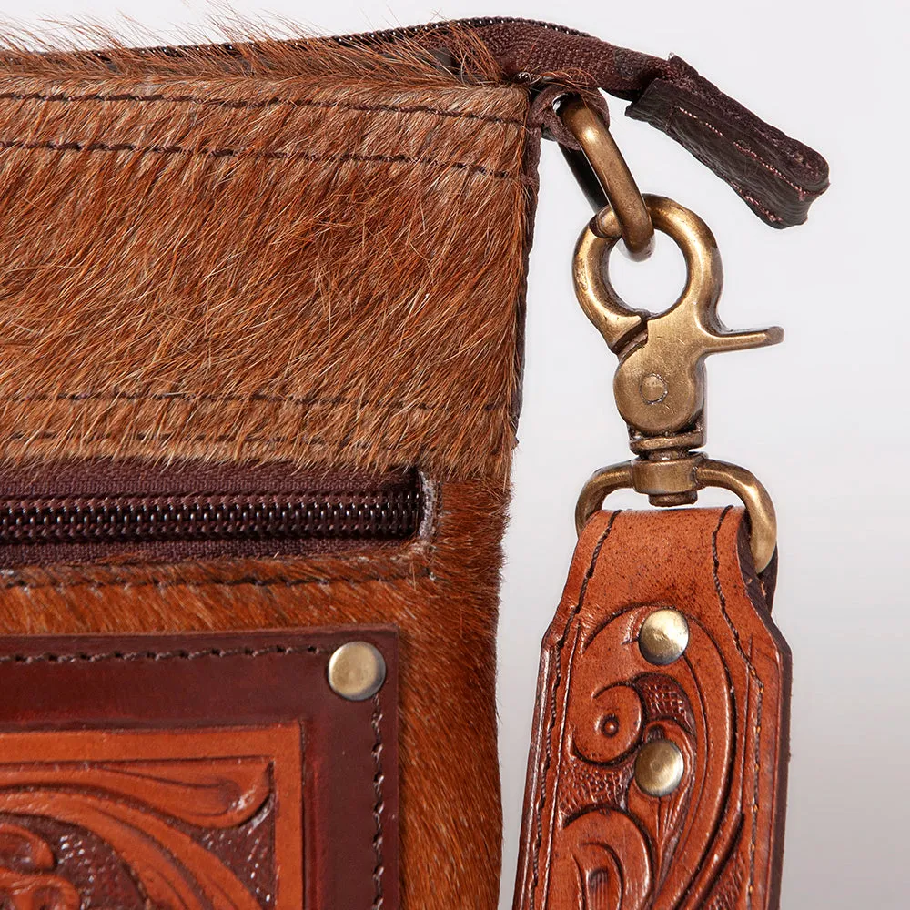 KBK110 - KBK110 -CROSS BODY Hand Tooled Saddle Leather with Cowhide Leather Ladies Bag KBK110 - KBK1