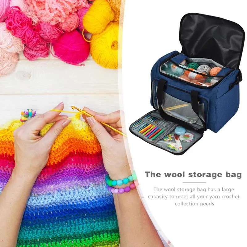 Knitting Needles Sewing Set DIY Storage Bag Crochet Hooks Thread Yarn Storage Bag DIY Organizer Holder Wool Crochet Hooks