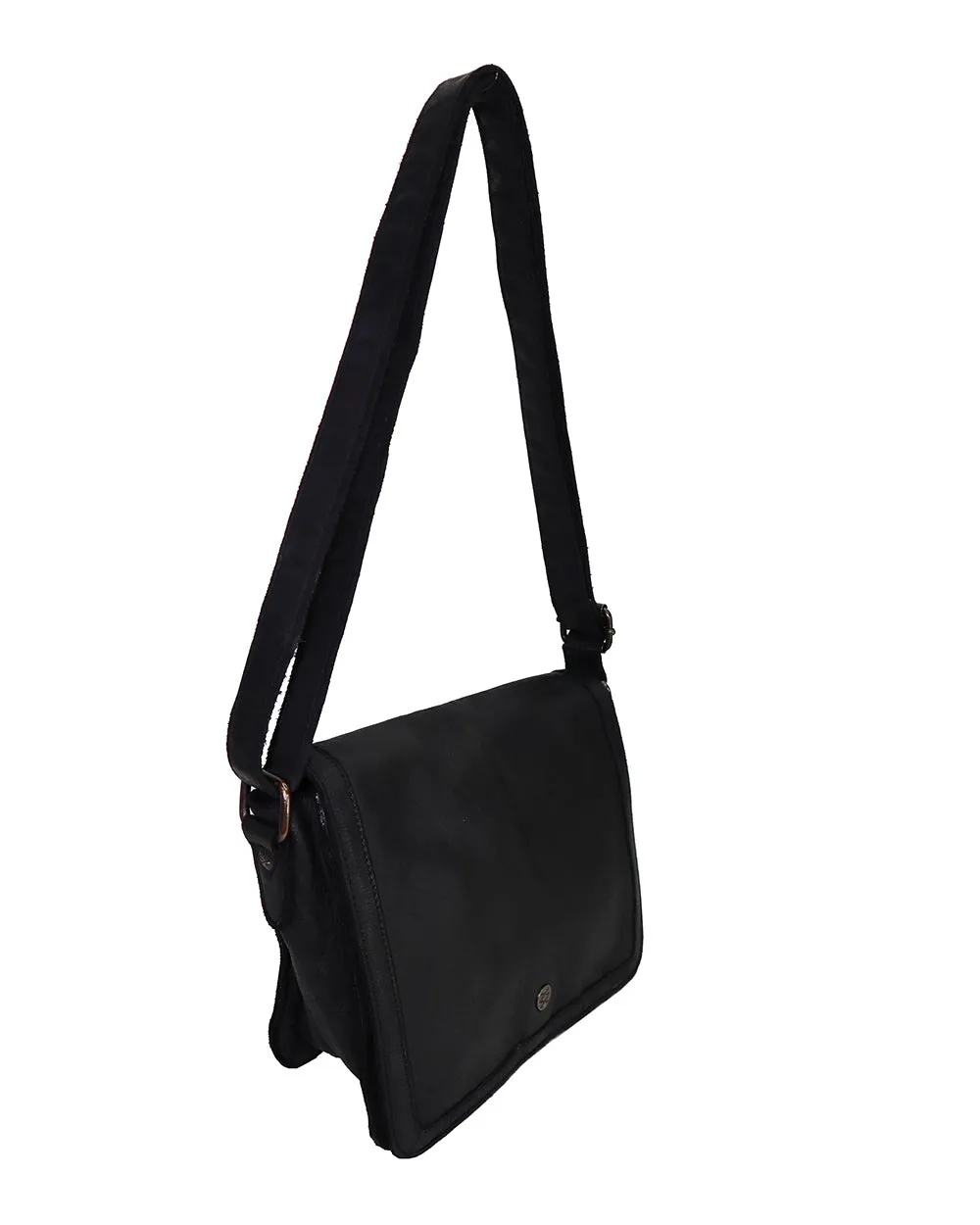 Kompanero Harlen Black Leather Shoulder/Crossbody Bag