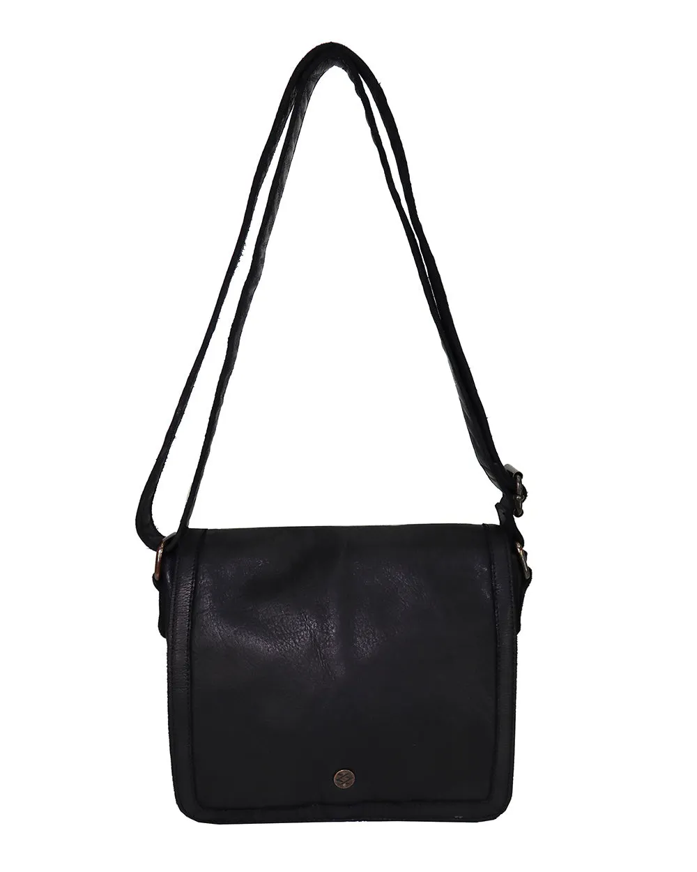 Kompanero Harlen Black Leather Shoulder/Crossbody Bag