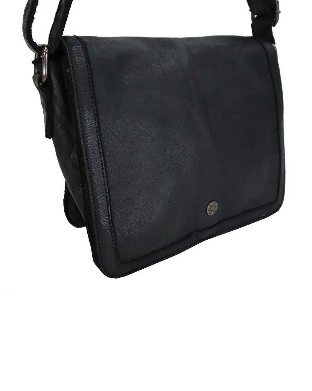 Kompanero Harlen Black Leather Shoulder/Crossbody Bag