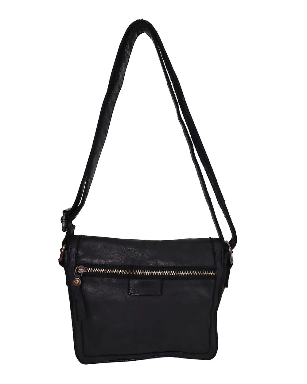 Kompanero Harlen Black Leather Shoulder/Crossbody Bag