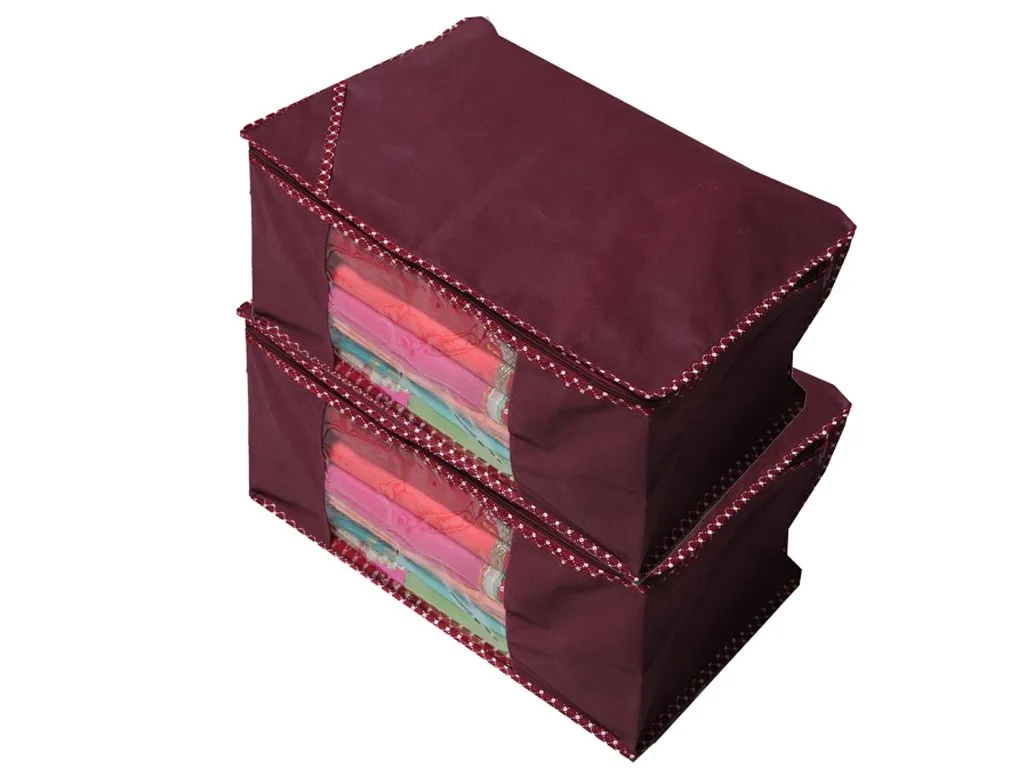 Kuber Industries 2 Piece Non Woven Saree Cover Set, Maroon